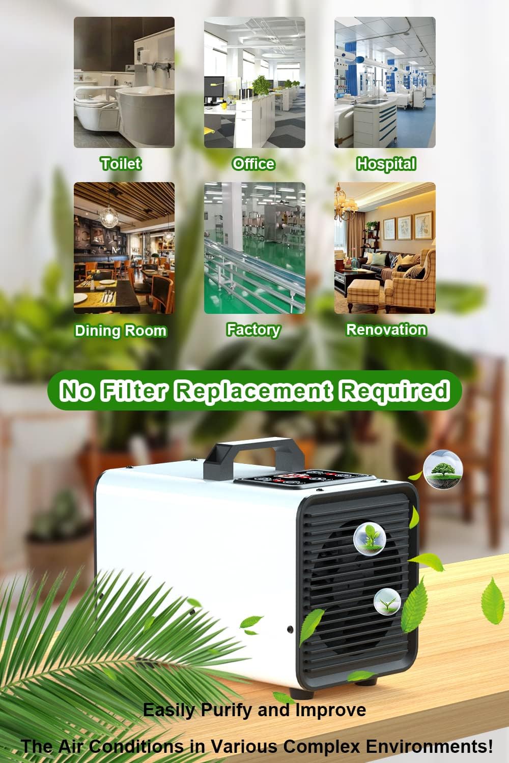 Ozone Negative Ion Generator,25,000mg/h Digital Touch Commercial Ozonator Odor Removal Machine,Industrial O3 Ionizer Air Purifier Deodorizer for Home Car Pet